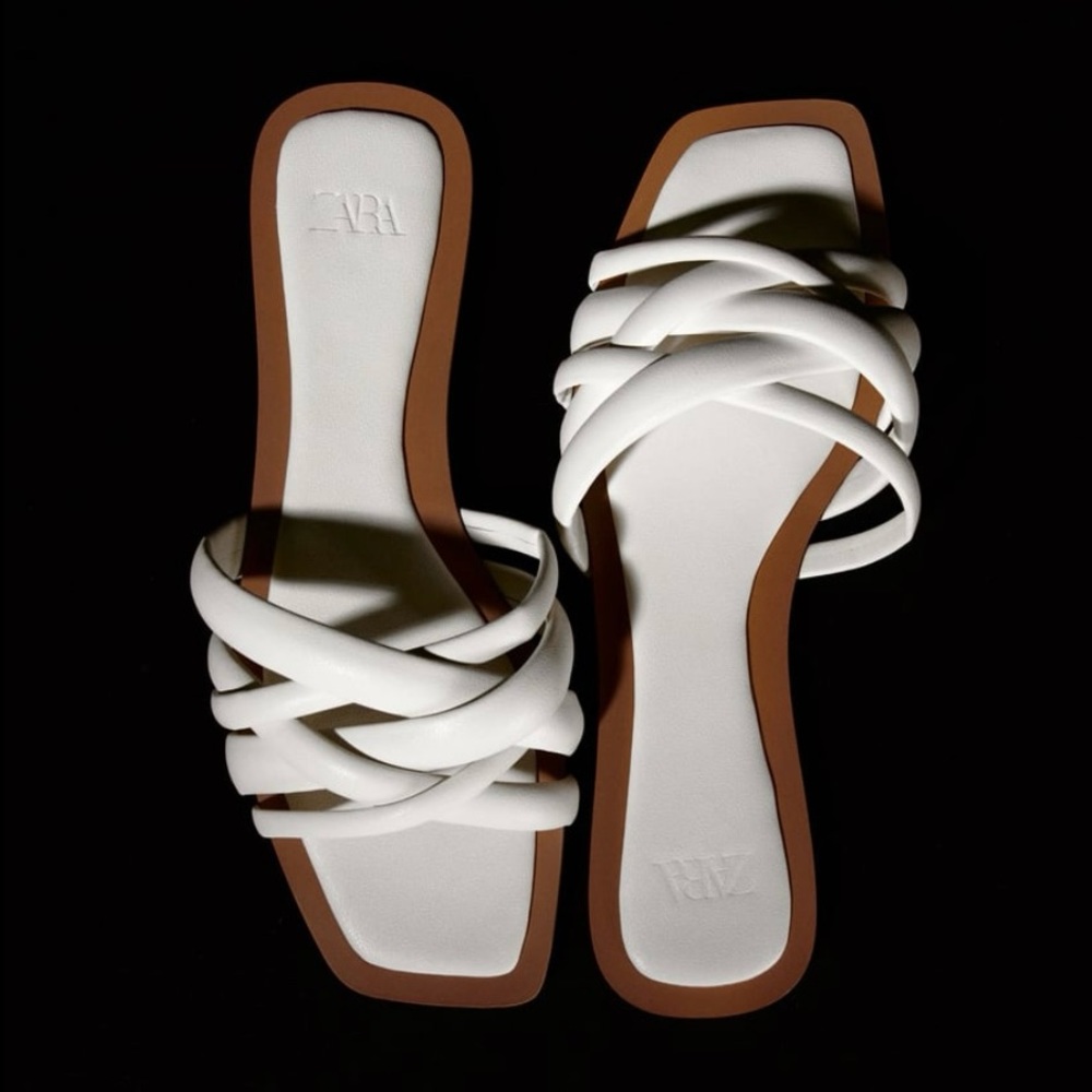 Zara White Flats